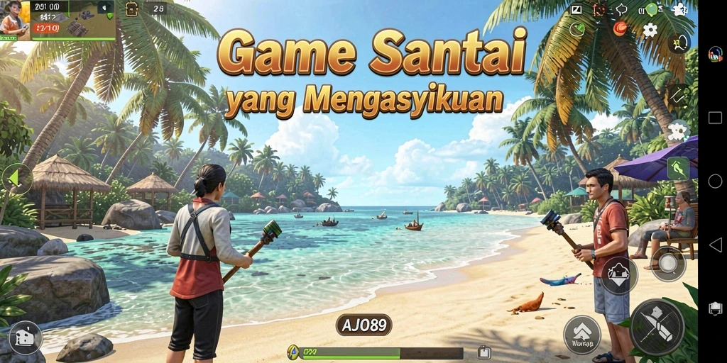 Screenshot utama AJO89 menampilkan gameplay yang santai dan mengasyikkan.