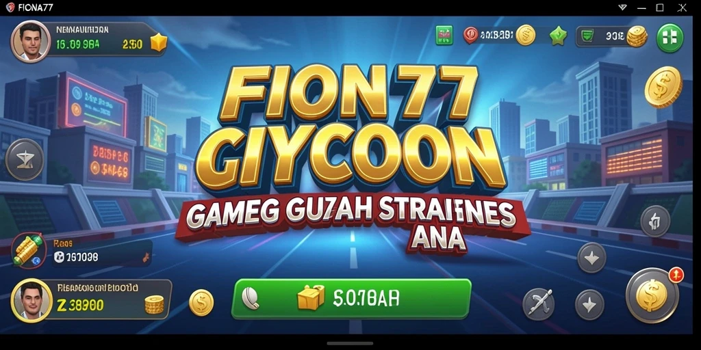 Tampilan gameplay dinamis FIONA77, menunjukkan manajemen bisnis yang seru.
