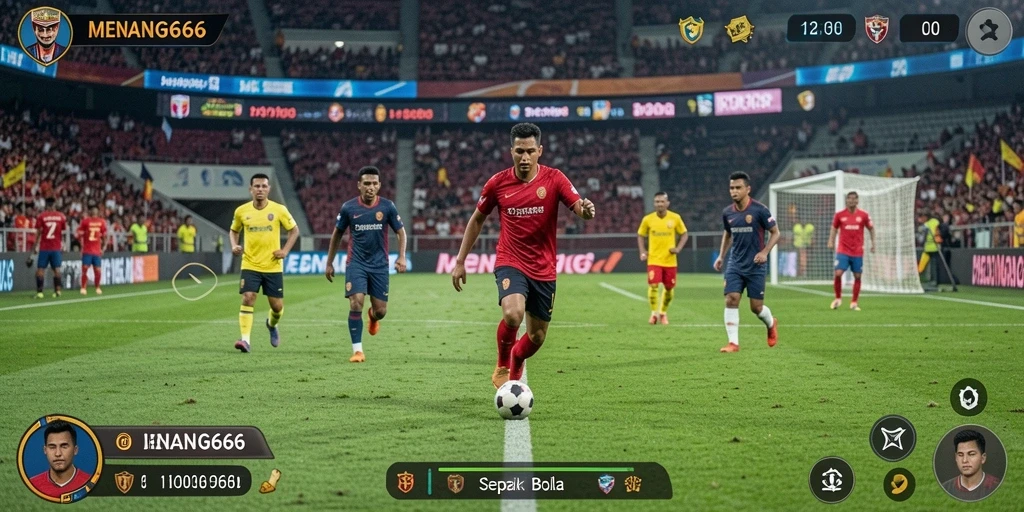 Tampilan menarik dari gameplay <strong>MENANG666</strong> dengan aksi sepak bola nyata.