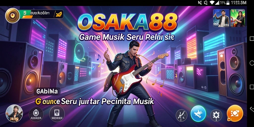 Tampilan gameplay OSAKA88 yang menyenangkan dengan berbagai genre musik.
