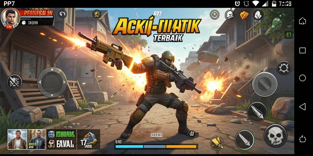 Screenshot gameplay PP7 menampilkan aksi seru dalam pertempuran TPS.