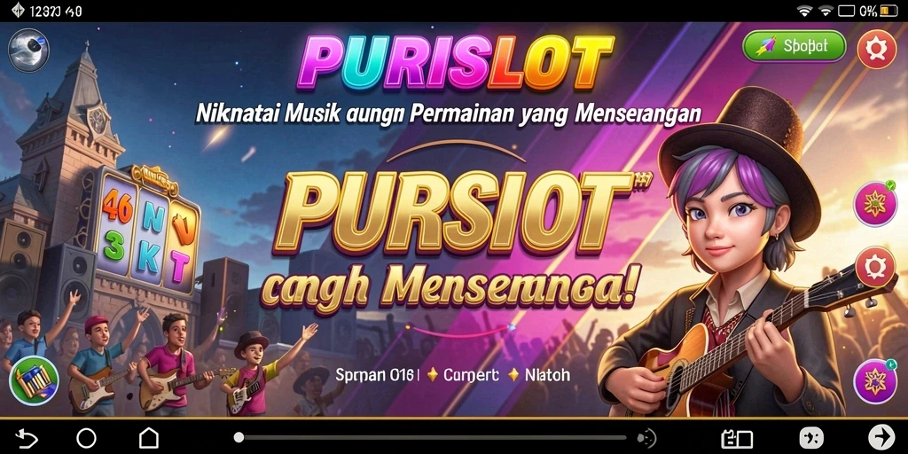 Screenshot gameplay PURISLOT menunjukkan pemain bersaing sambil menikmati alunan musik.