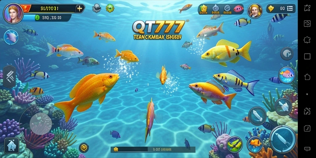 Screenshot menampilkan aksi menembak ikan menarik di QT777.