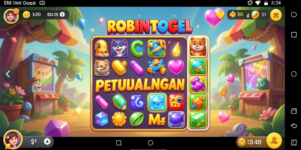 Tampilan gameplay seru dari ROBINTOGEL dengan grafik berwarna-warni.
