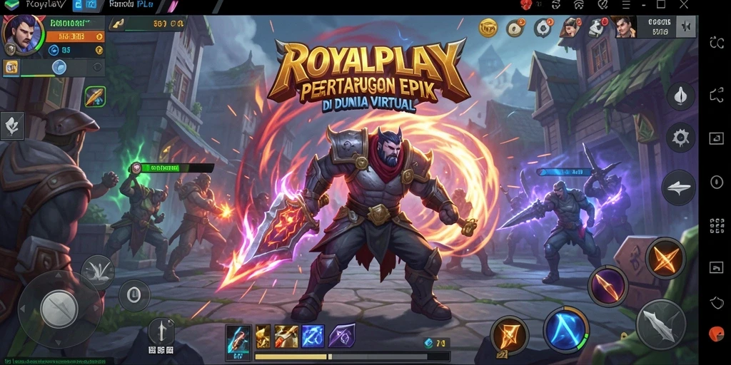 Screenshot utama menunjukkan pertarungan menegangkan dan karakter yang menarik.