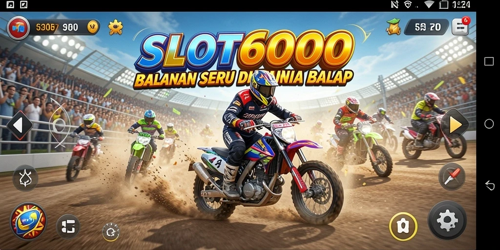 Tampilan gameplay SLOT6000 yang menegangkan saat balapan.