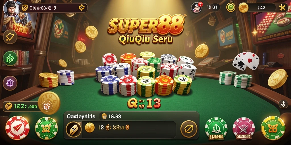 Tangkapan layar menampilkan gameplay seru QiuQiu dalam SUPER88.