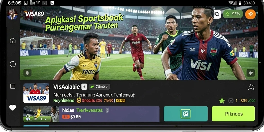 Tangkapan layar utama menunjukkan antarmuka menarik aplikasi Sportsbook VISA89.